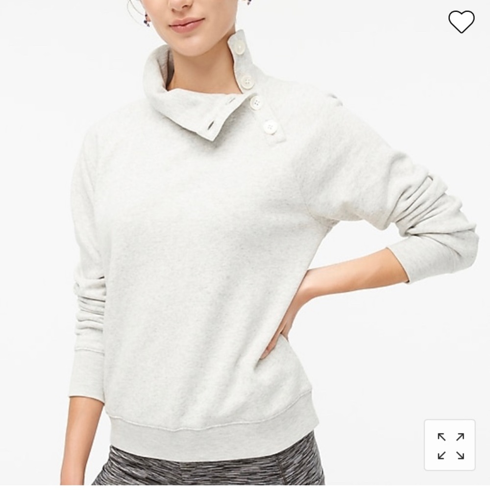 J.Crew Factory wide button-collar pullover sweatshirt in cloudspun fleece